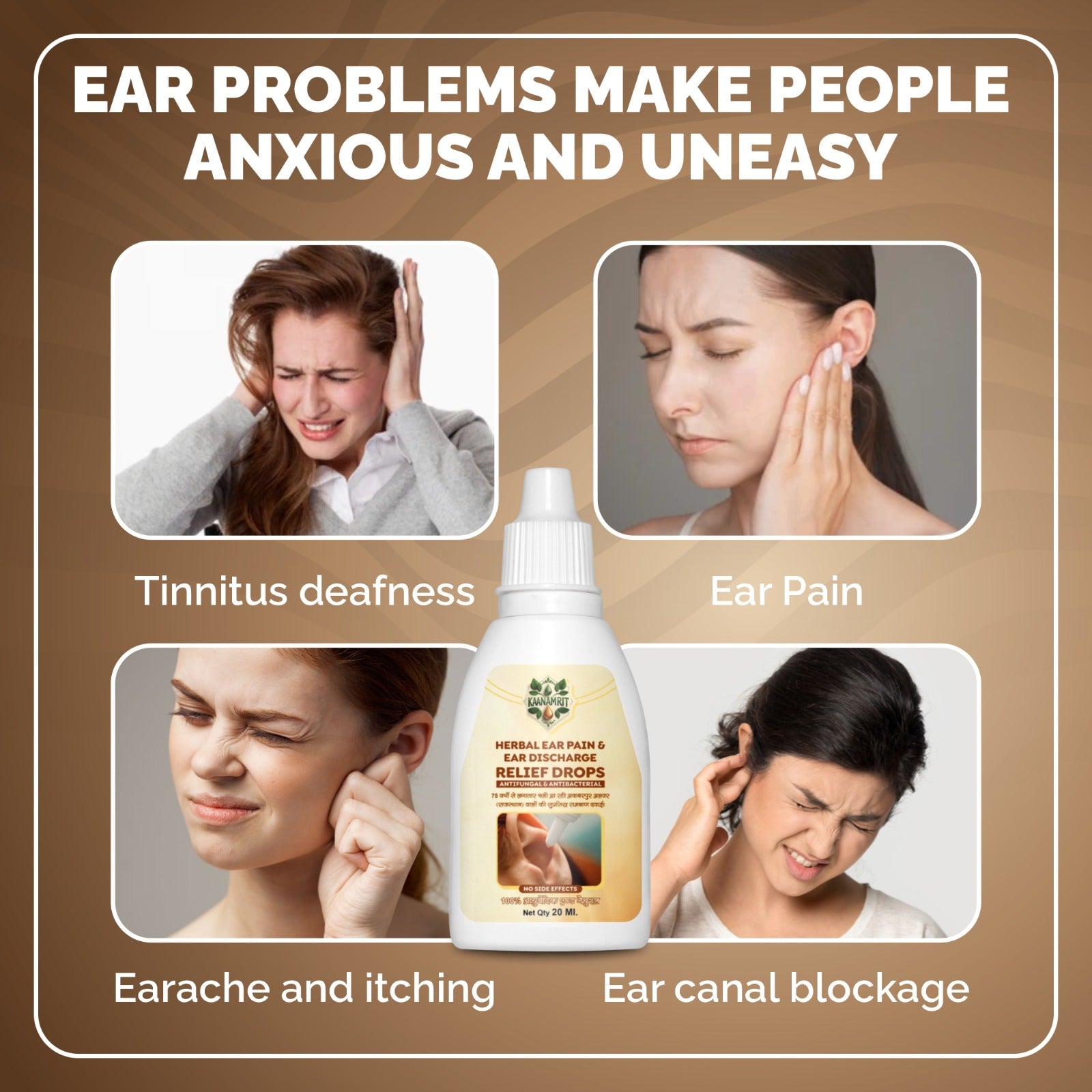 Kaanamrit™ Herbal Ear Pain & Discharge Relief Drops – Natural Ayurvedic Formula for Healthy Ears - 20 ml