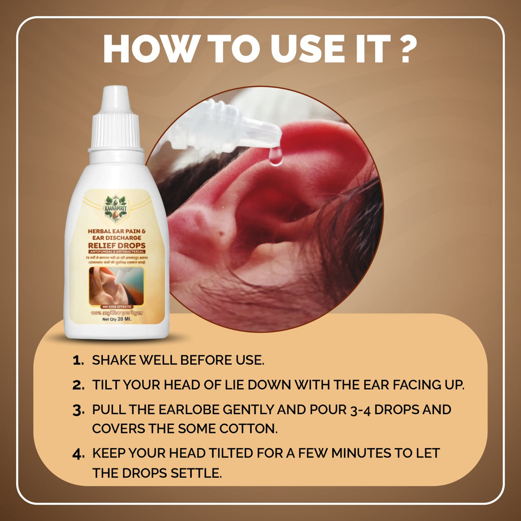 Kaanamrit™ Herbal Ear Pain & Discharge Relief Drops – Natural Ayurvedic Formula for Healthy Ears - 20 ml