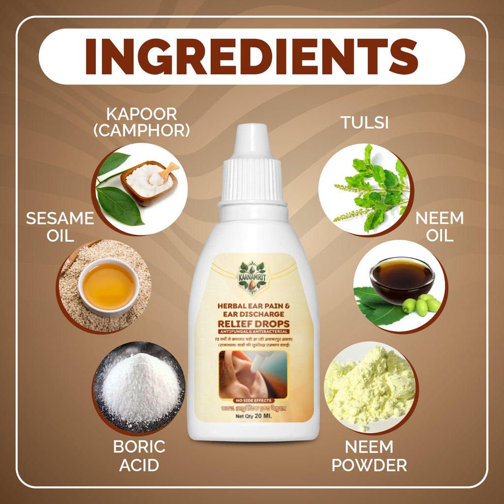 Kaanamrit™ Herbal Ear Pain & Discharge Relief Drops – Natural Ayurvedic Formula for Healthy Ears - 20 ml